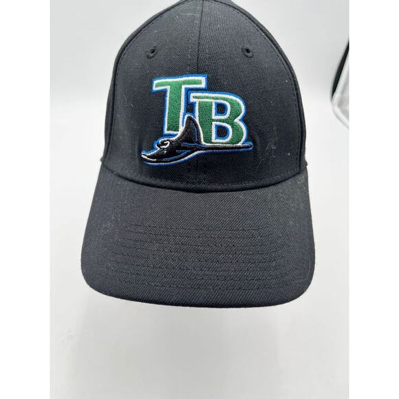 Tampa Bay Devil Rays New Era Fitted Hat S/M Black Vintage Logo MLB Wool Blend - Picture 1 of 9
